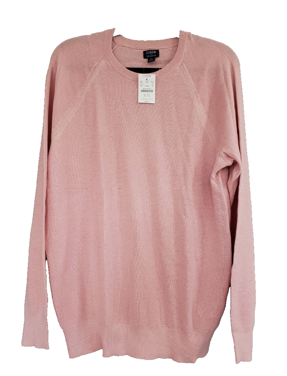 J Crew Mens Light Pink Waffle Knit Crewneck Lightweight Sweater Size Large